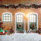 Red Brick Snow Christmas Backdrops for Photos