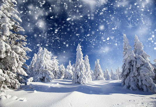 Winter White Snowing Forest Photography Backdrop