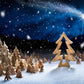 Night of Sky Snow Wood Pine Christmas Backdrops