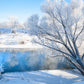 Winter Snow River Photography Backdrop