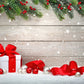 Christmas Gift Photography Backdrop Snow Wood Wall Background