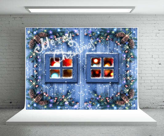 Blue Wood Wall Photography Backdrop Christmas Background