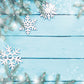 Snowflake Blue Wood Photography Backdrop Christmas Background