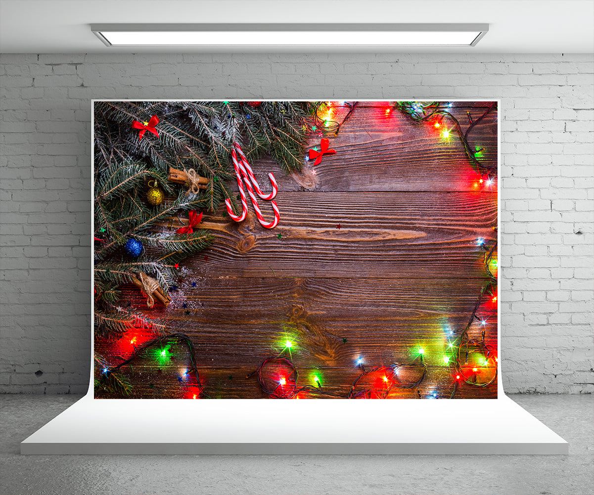 Christmas Wood Photography Backdrop Light Star Photo Background