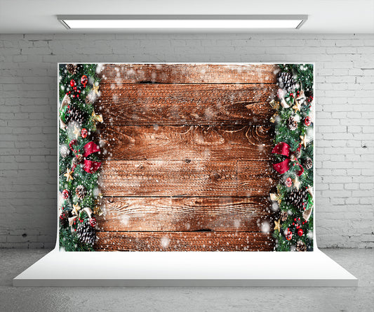 Christmas Snow Pine Board Backdrop for Photography