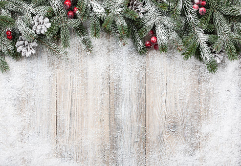 Buy Pine Branch Decor Snowflake Wood Photography Backdrop for Christmas ...