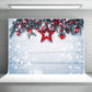Christmas Wood Wall Photo Backdrop Snowflake Red Star Background