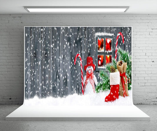 Christmas Backdrop Snowman Snowflake Red Boots Photo Background