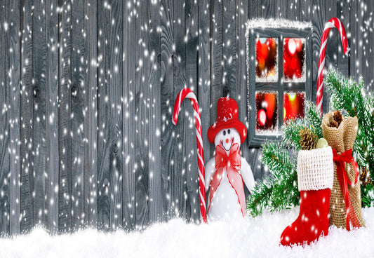Christmas Backdrop Snowman Snowflake Red Boots Photo Background