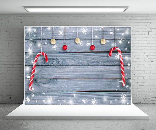 Christmas Light Snowflake Wood Wall Photography Backdrop