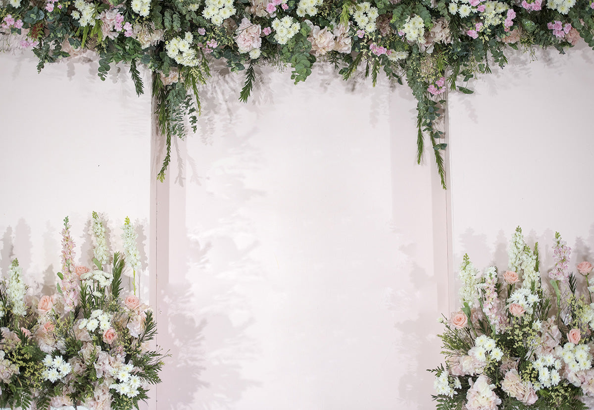 Wedding Flowers Backdrop Bridal Floral Wall White and Green Rose Photography Background Romantic Decoration Party Photo Shoot Backdrop