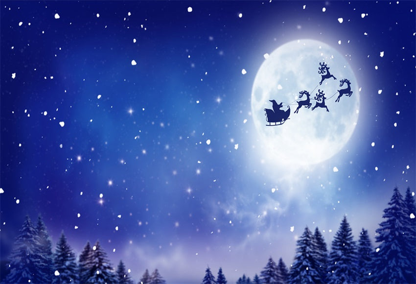 Night of Christmas Sky Santa Claus Photography Backdrops