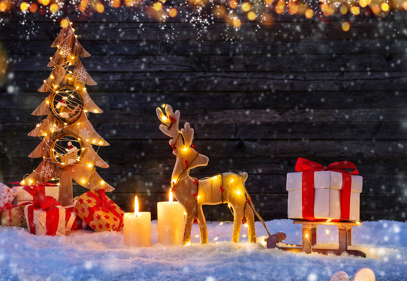 Buy Light Christmas Tree Gift Photography Backdrop Winter Background ...