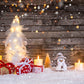 Christmas Tree Snow Photography Backdrop Wood Wall Background