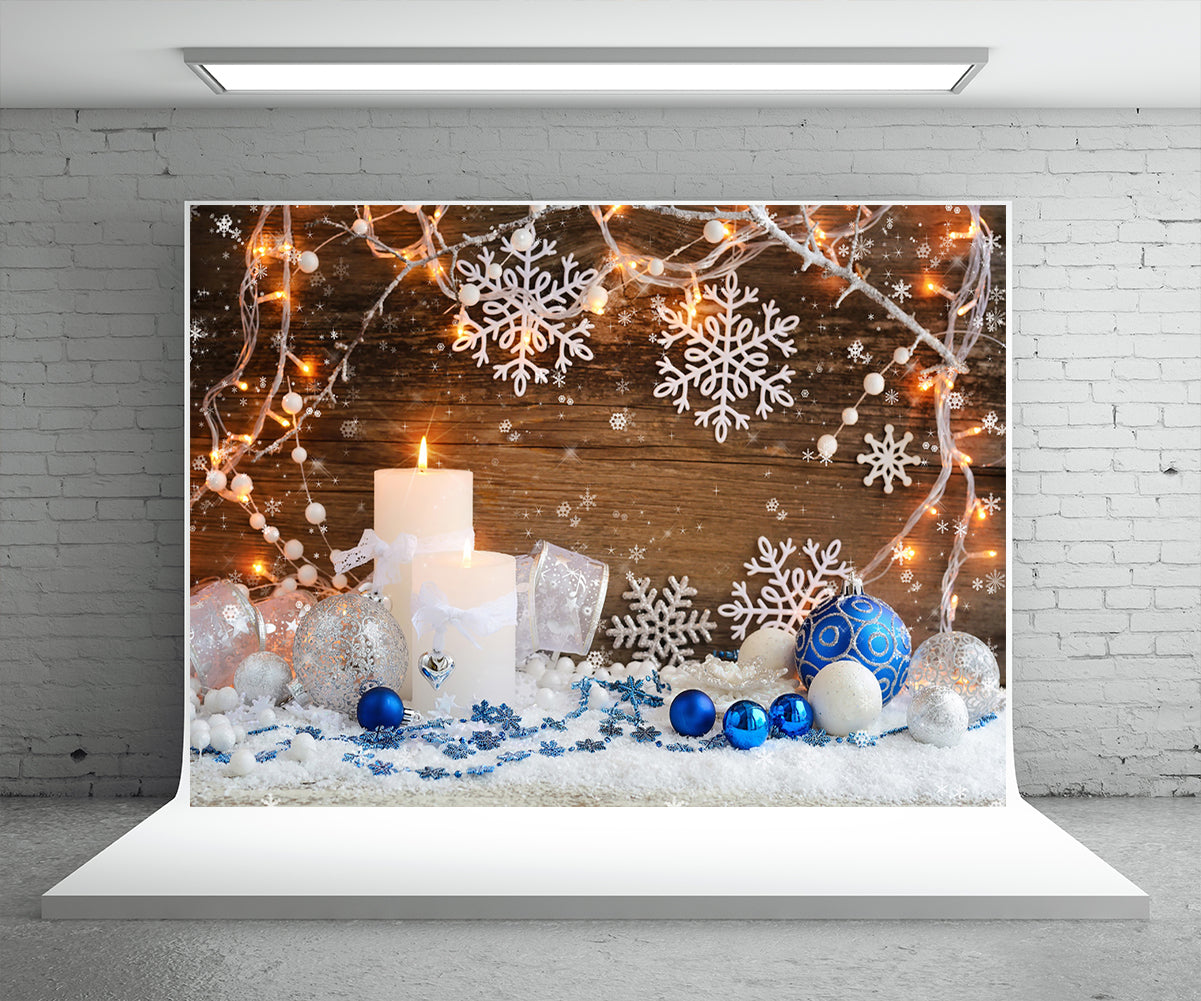 Christmas Snowflake Wood Wall Photography Backdrop