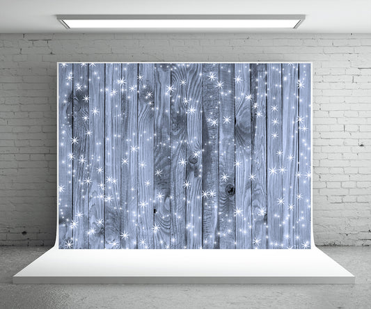 Snowflake Blue Wood Wall Photo Backdrop Christmas Background