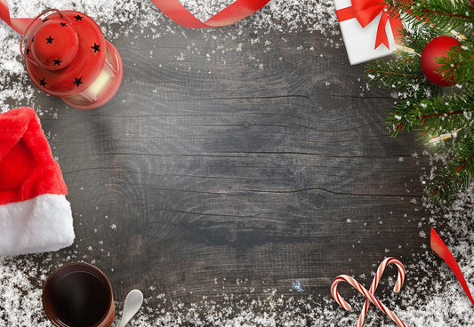 Christmas Dark Wood Wall Photography Backdrop