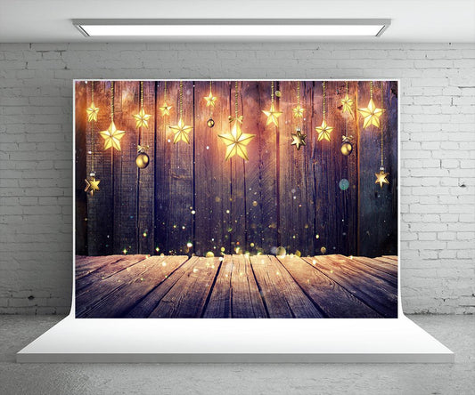 Light Star Wood Wall Photography Backdrop for Christmas