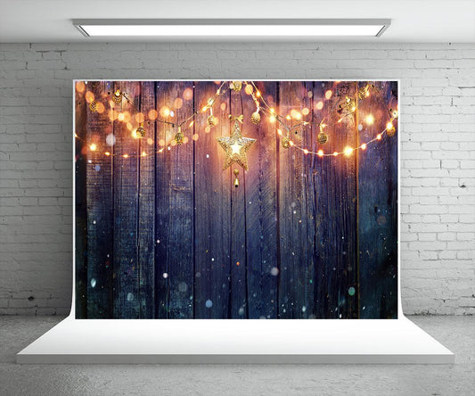 Light Star Wood Wall Photography Backdrop Christmas Background