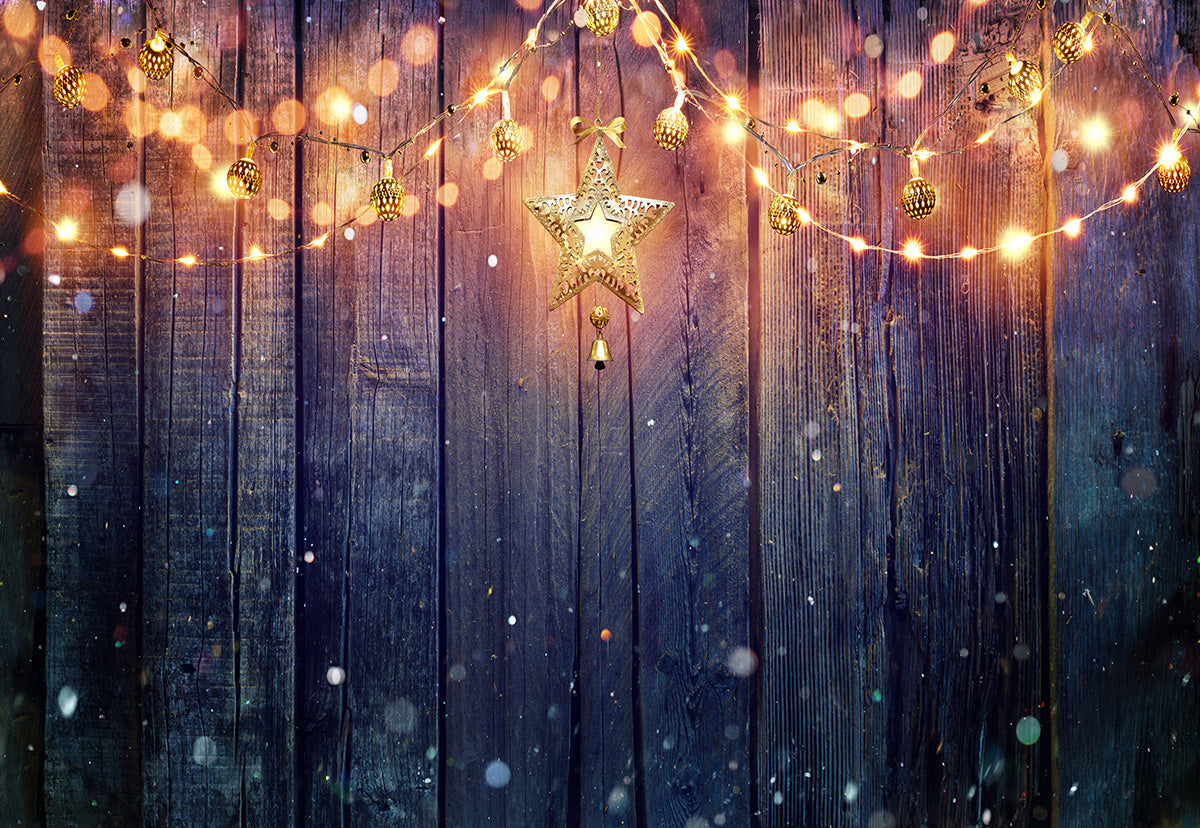 Light Star Wood Wall Photography Backdrop Christmas Background