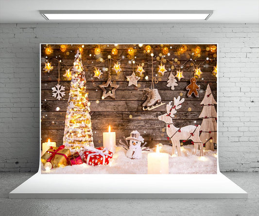 Christmas Photography Backdrop Snowman Light Star Background