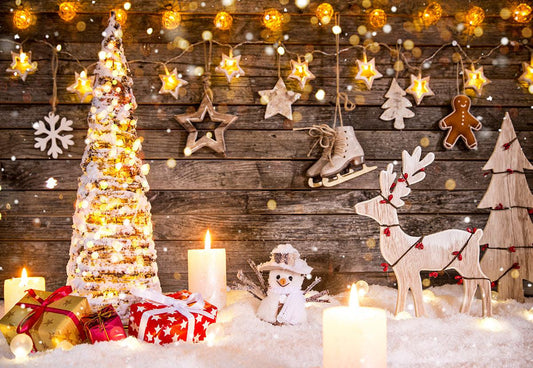 Christmas Photography Backdrop Snowman Light Star Background