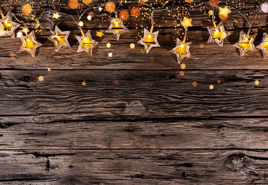 Christmas Light Star Photography Backdrop Wood Wall Background