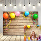 Colorful Balloon Streamers Wood Photography Backdrops  Photo Background for Happy Birthday Party