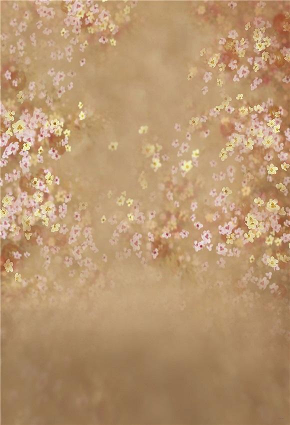 Vintage Abstract Pink and Yellow Flowers Photography Backdrop for Studio