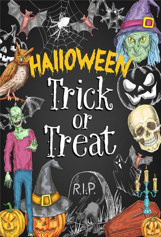 Black Treat or Trick Witch Halloween Backdrops