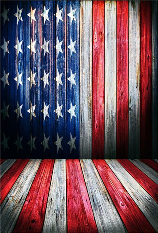 Independence Day Wooden with Flag Backdrop for Studio