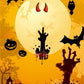 Bats Bright Moon Halloween Photo Backdrops Prop