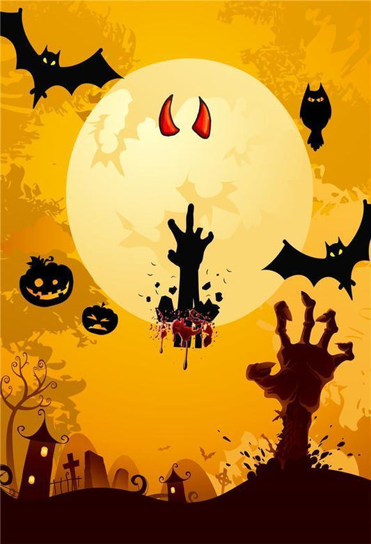 Bats Bright Moon Halloween Photo Backdrops Prop