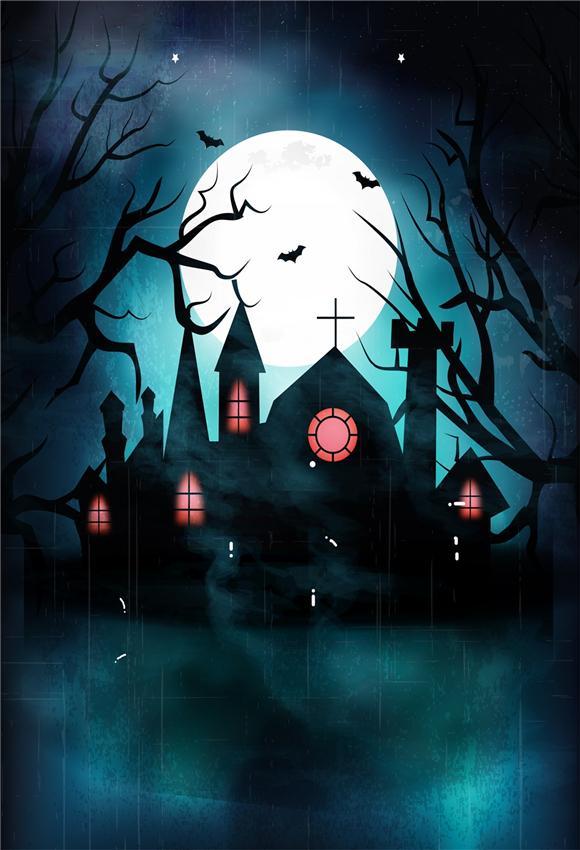 Black Castle Night of Halloween Photography Backdrops