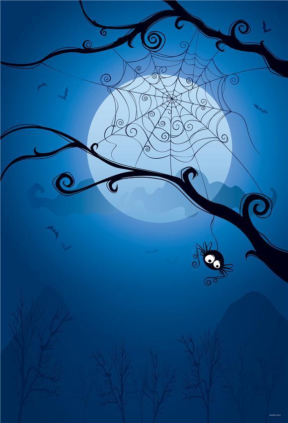 Blue Spider Web Halloween Backdrop for Party