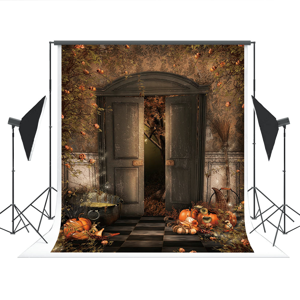 Halloween Magic Room Fall Flowers Backdrop for Photography Prop