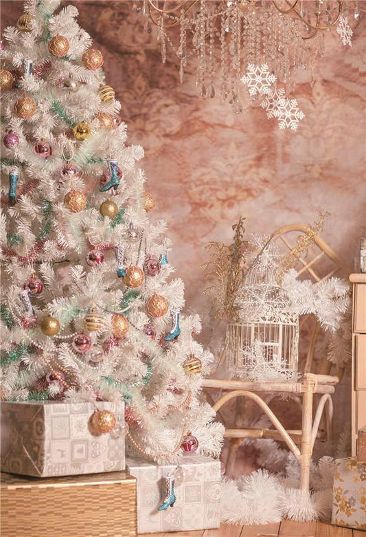 White Christmas Tree Pink Photography Backdrops