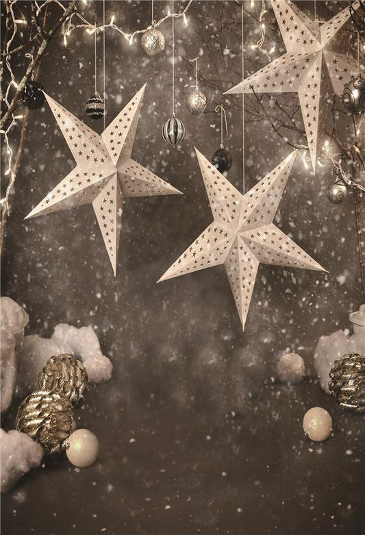 Christmas Backdrop Sliver Star Gold Bell Snowflake Background