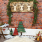 Brick Wall Wood Floor Christmas Backdrop for Photos