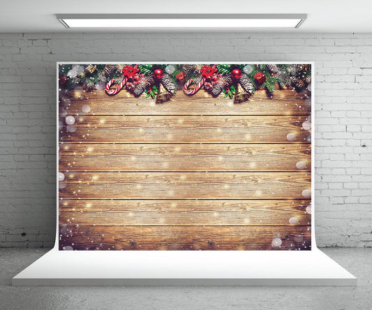 Christmas Wooden Backdrop Brown Photo Background