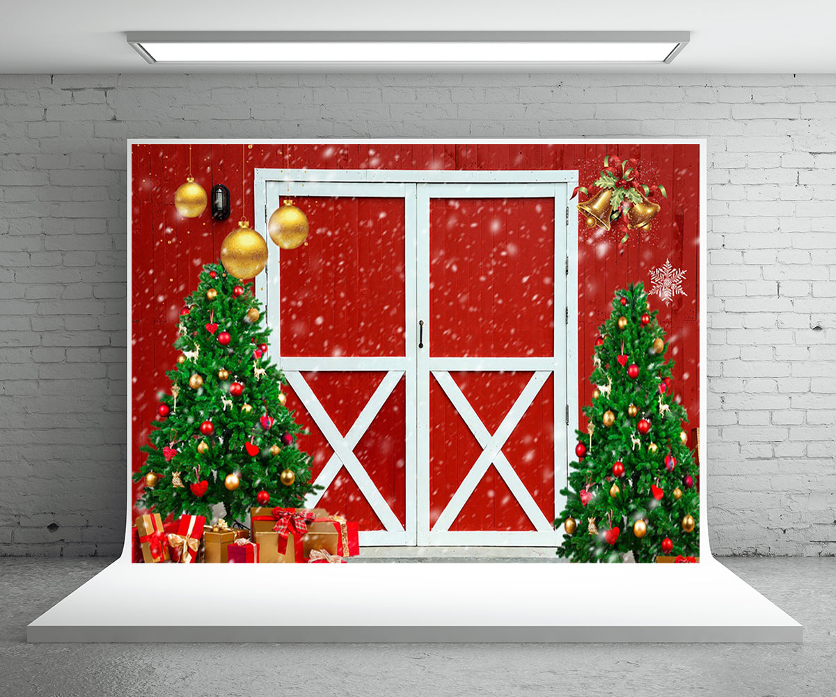 Red Bran Christmas Backdrop Snowflake Background for XMAS