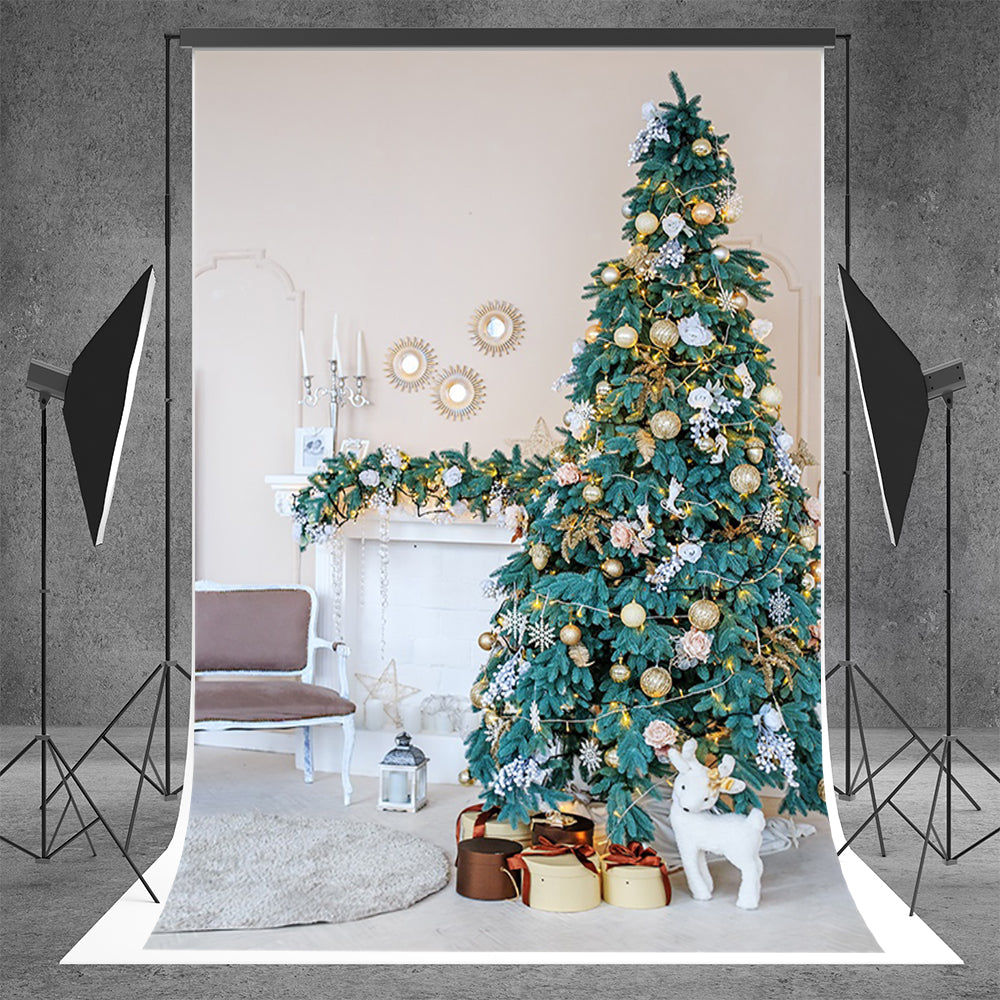 Green Christmas Tree Backdrop for Photography Prop