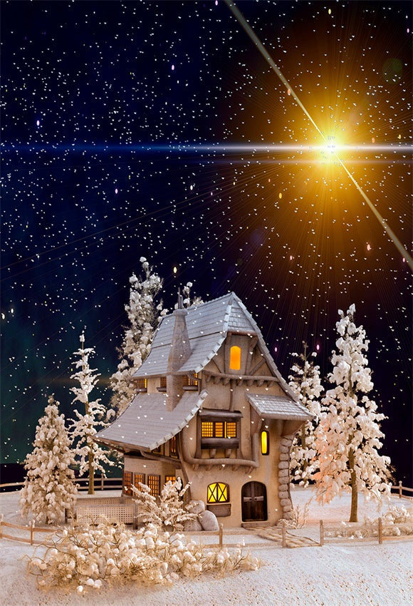Christmas Night of Wonderland House Snow Flake Backdrops for Studio