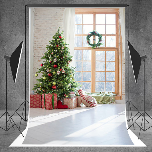 Window Winter Christmas Photography Backdrop for Studio