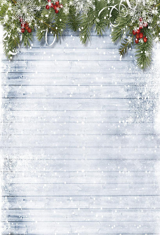 Light Blue Christmas Wooden Backdrop for Photos