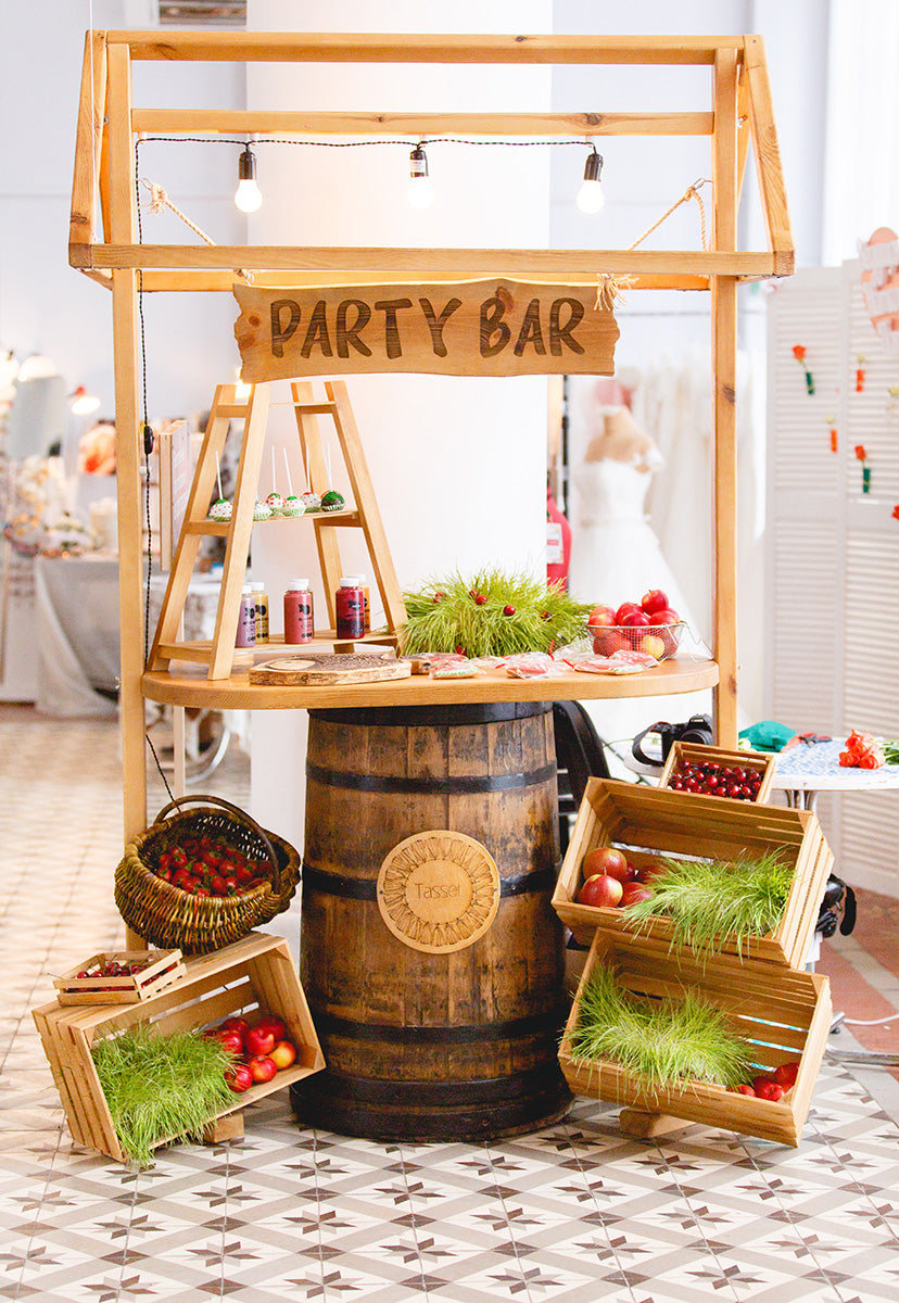 Party Bar Strawberry Fruit Photography Backdrop
