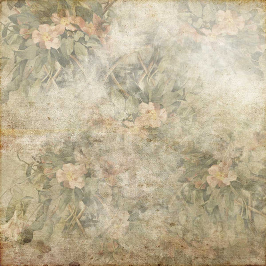 Retro Pink Floral Green Leaves Photo studio Backdrops