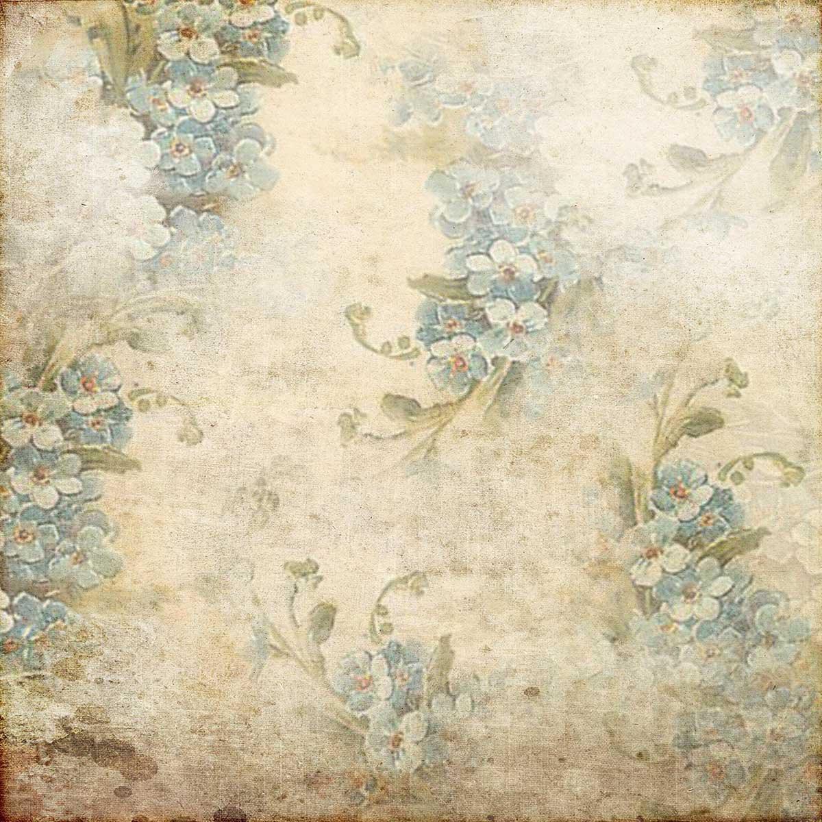 Vintage Blue Floral Flowers Backdrop for Photographer