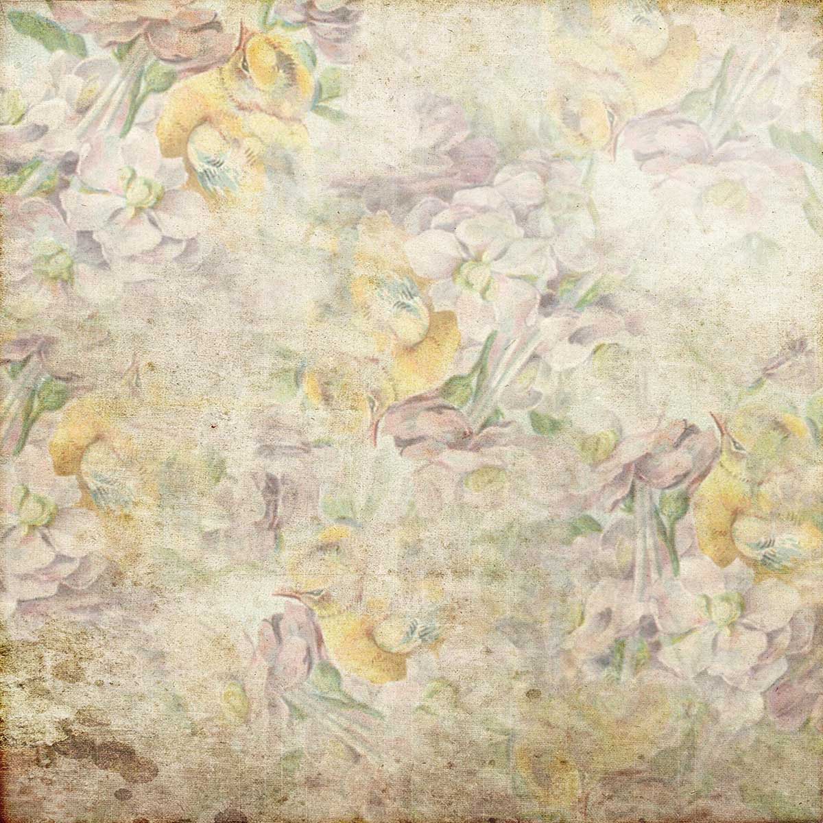 Yellow Petal Vintage Floral Backdrop for Photography