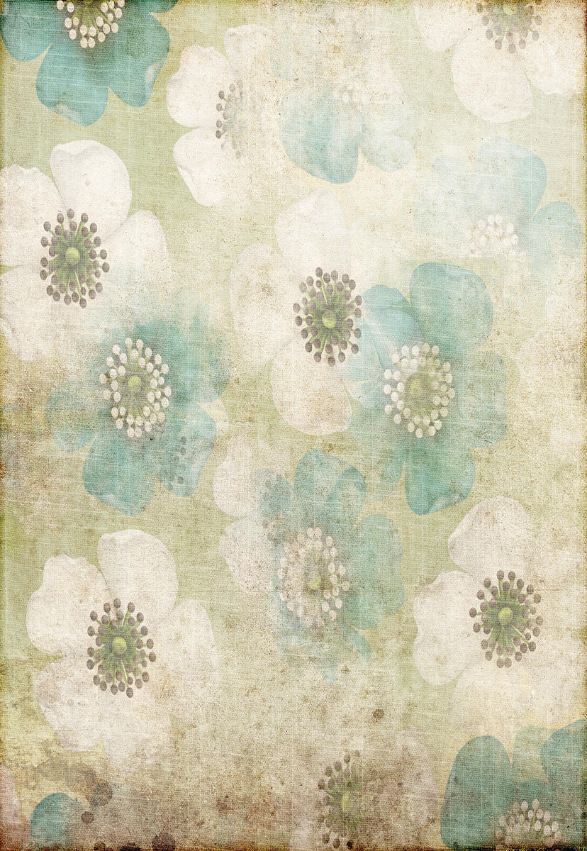 Mint White Flowers Vintage Photography Backdrops